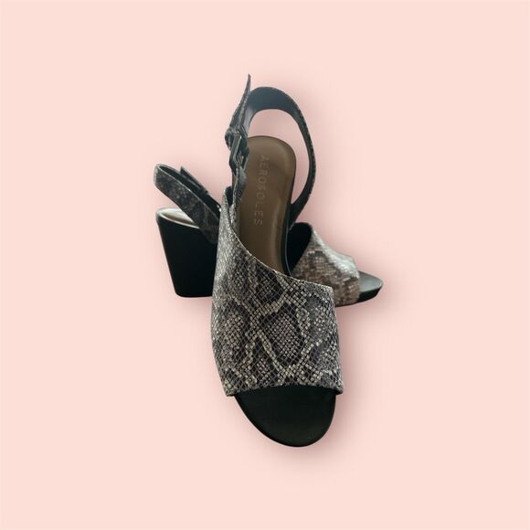 Aerosoles Carlisle Wedge Strappy Sandal snakeskin Print Open Toe 8M - Picture 2 of 7
